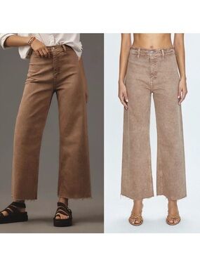 Anthropologie Pistola Penny Crop Raw Wide Leg Cashew Jeans